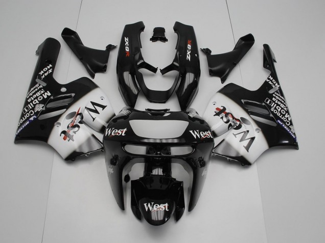 1994-1997 Black White West Kawasaki ZX9R Motorcycle Replacement Fairings UK Factory 1994-1997 Black White West Kawasaki ZX9R Motorcycle Replacement Fairings UK Factory