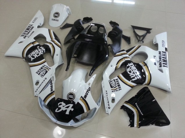 1998-2002 White Black Yamaha YZF R6 Motorcycle Fairing UK Factory 1998-2002 White Black Yamaha YZF R6 Motorcycle Fairing UK Factory