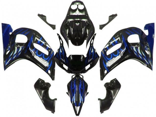 1998-2002 Black Blue Flame Yamaha YZF R6 Motorcycle Bodywork UK Factory 1998-2002 Black Blue Flame Yamaha YZF R6 Motorcycle Bodywork UK Factory