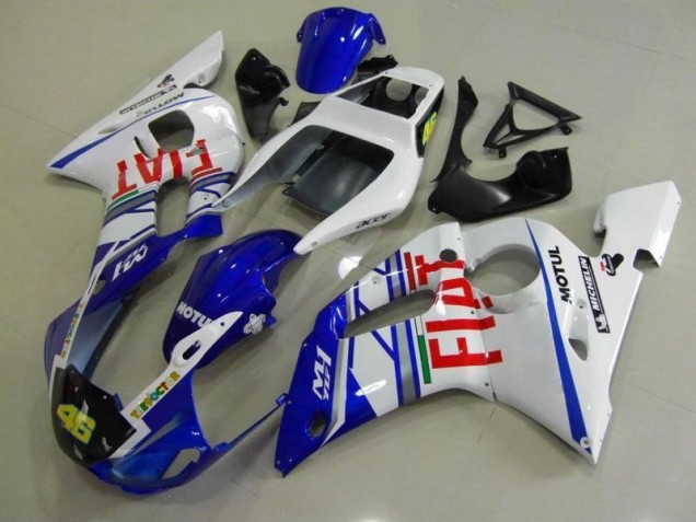 1998-2002 Blue White Fiat Yamaha YZF R6 Motorcycle Fairings Kit UK Factory 1998-2002 Blue White Fiat Yamaha YZF R6 Motorcycle Fairings Kit UK Factory