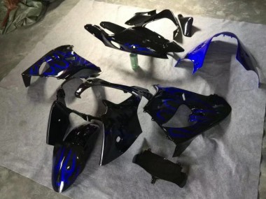 2000-2001 Glossy Black Blue flame Kawasaki Ninja ZX9R Motorcycle Fairings MF2136 UK Factory