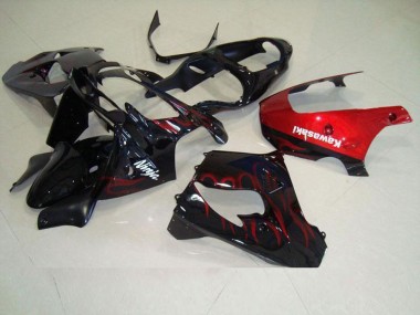 2000-2001 Red Flame Kawasaki Ninja ZX9R Motorcycle Fairings MF3718 UK Factory