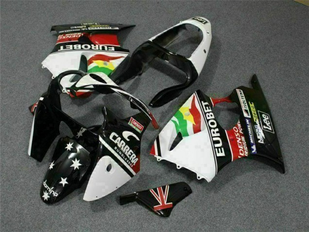 2000-2002 Black White Eurobet Kawasaki ZX6R Bike Fairing UK Factory 2000-2002 Black White Eurobet Kawasaki ZX6R Bike Fairing UK Factory