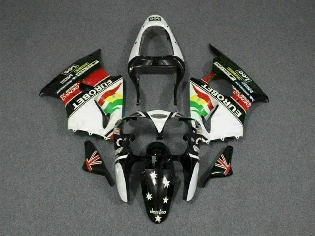 2000-2002 Black White Eurobet Kawasaki ZX6R Bike Fairing UK Factory 2000-2002 Black White Eurobet Kawasaki ZX6R Bike Fairing UK Factory