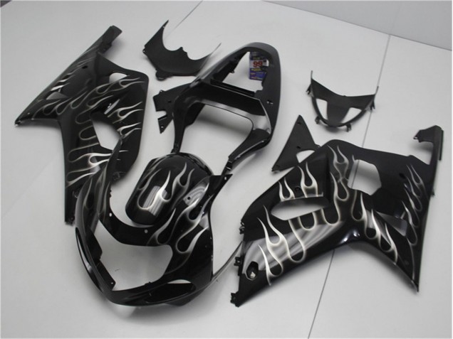 2001-2003 Black White Flame Suzuki GSXR 600/750 Motorcycle Fairing Kits UK Factory 2001-2003 Black White Flame Suzuki GSXR 600/750 Motorcycle Fairing Kits UK Factory