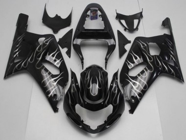 2001-2003 Black White Flame Suzuki GSXR 600/750 Motorcycle Fairing Kits UK Factory