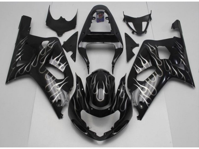 2001-2003 Black White Flame Suzuki GSXR 600/750 Motorcycle Fairing Kits UK Factory 2001-2003 Black White Flame Suzuki GSXR 600/750 Motorcycle Fairing Kits UK Factory