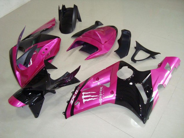 2003-2004 Pink Black Monster Kawasaki ZX6R Bike Fairing Kit UK Factory 2003-2004 Pink Black Monster Kawasaki ZX6R Bike Fairing Kit UK Factory