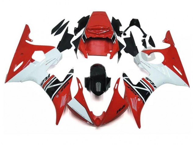 2003-2005 Red White Black Yamaha YZF R6 Motorcycle Fairings Kits UK Factory 2003-2005 Red White Black Yamaha YZF R6 Motorcycle Fairings Kits UK Factory