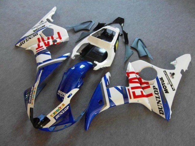 2003-2005 Blue White Fiat Yamaha YZF R6 Motor Bike Fairings UK Factory 2003-2005 Blue White Fiat Yamaha YZF R6 Motor Bike Fairings UK Factory
