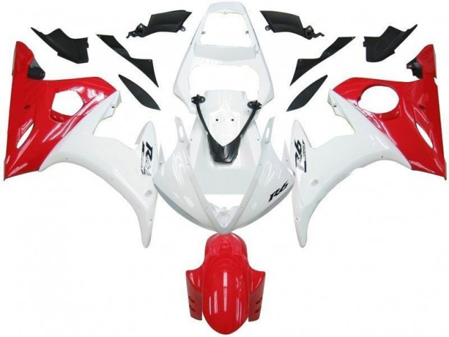 2003-2005 White Red Yamaha YZF R6 Motorbike Fairing Kits UK Factory 2003-2005 White Red Yamaha YZF R6 Motorbike Fairing Kits UK Factory