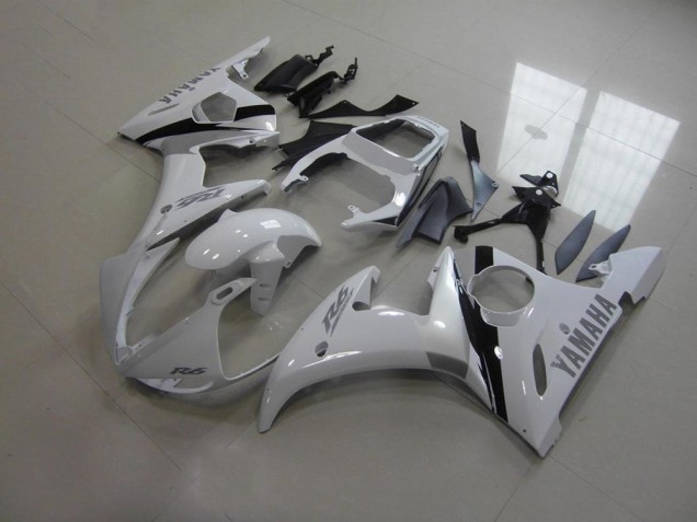2003-2005 White and Grey Decals Yamaha YZF R6 Bike Fairing Kit UK Factory 2003-2005 White and Grey Decals Yamaha YZF R6 Bike Fairing Kit UK Factory