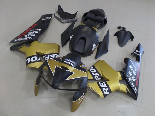 2005-2006 Black Gold Repsol Honda CBR600RR Motorcycle Fairings Kit UK Factory 2005-2006 Black Gold Repsol Honda CBR600RR Motorcycle Fairings Kit UK Factory