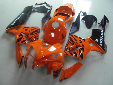 2005-2006 Orange Black Flame Honda CBR600RR Replacement Motorcycle Fairings UK Factory