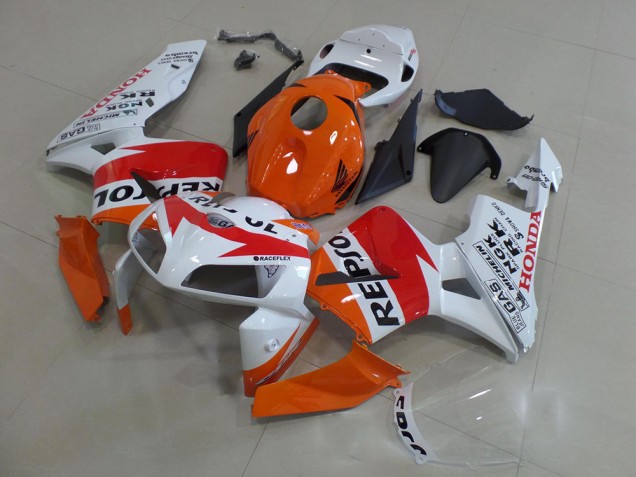 2005-2006 Orange White Repsol Honda CBR600RR Motorbike Fairings UK Factory 2005-2006 Orange White Repsol Honda CBR600RR Motorbike Fairings UK Factory