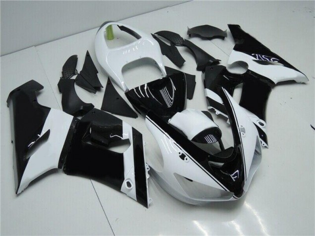 2005-2006 Black White Kawasaki ZX6R Moto Fairings UK Factory
