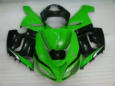 2005-2006 Green White Black Kawasaki ZX6R Motorcyle Fairings UK Factory
