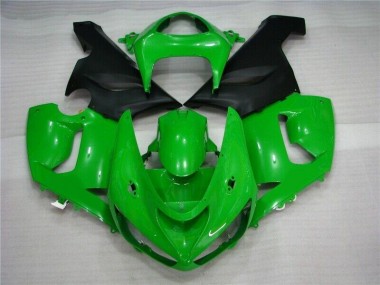 2005-2006 Green Matte Black Kawasaki ZX6R Motorcycle Fairing UK Factory