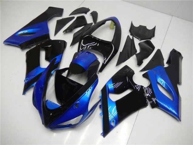 2005-2006 Blue Black Kawasaki ZX6R Motorcycle Fairing Kits UK Factory 2005-2006 Blue Black Kawasaki ZX6R Motorcycle Fairing Kits UK Factory