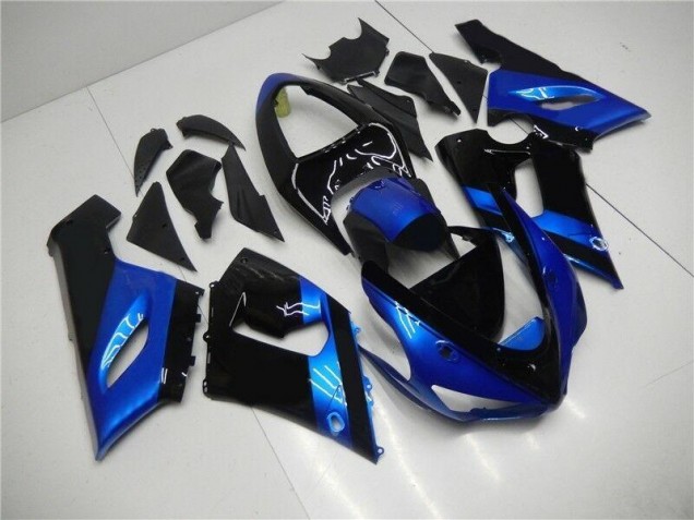 2005-2006 Blue Black Kawasaki ZX6R Motorcycle Fairing Kits UK Factory 2005-2006 Blue Black Kawasaki ZX6R Motorcycle Fairing Kits UK Factory