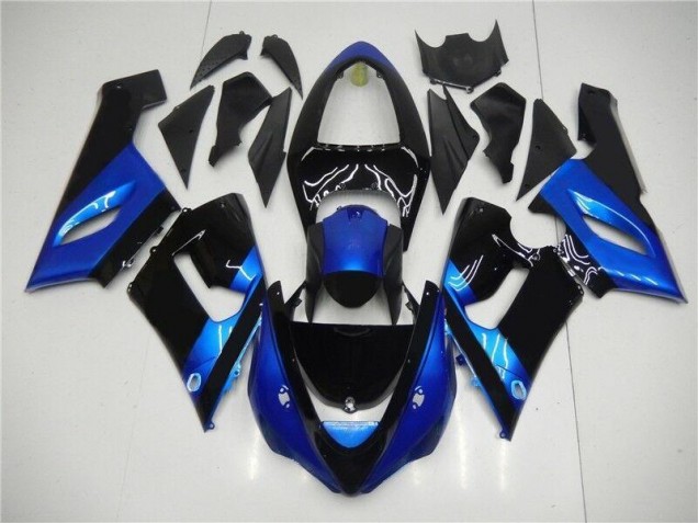 2005-2006 Blue Black Kawasaki ZX6R Motorcycle Fairing Kits UK Factory 2005-2006 Blue Black Kawasaki ZX6R Motorcycle Fairing Kits UK Factory