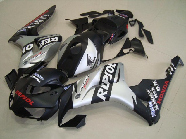 2006-2007 Matte Black Silver Repsol Honda CBR1000RR Replacement Fairings UK Factory