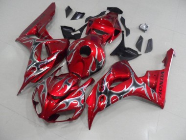 2006-2007 Red with Black Grey Flame Honda CBR1000RR Motorcycle Fairings MF3267 UK Factory