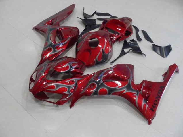 2006-2007 Red Silver Flame Honda CBR1000RR Motorcycle Fairings Kits UK Factory 2006-2007 Red Silver Flame Honda CBR1000RR Motorcycle Fairings Kits UK Factory