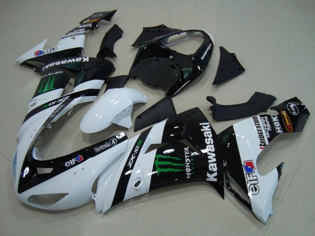 2006-2007 White Monster Kawasaki ZX10R Motorcycle Bodywork UK Factory 2006-2007 White Monster Kawasaki ZX10R Motorcycle Bodywork UK Factory