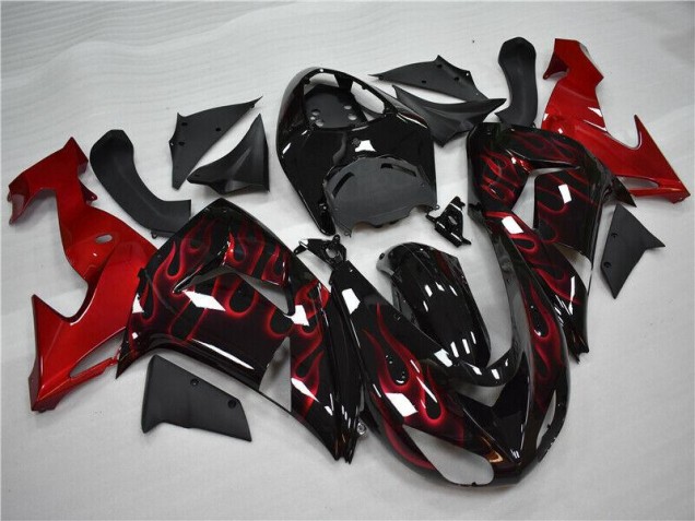 2006-2007 Red Flame Kawasaki ZX10R Motorcycle Fairings Kit UK Factory 2006-2007 Red Flame Kawasaki ZX10R Motorcycle Fairings Kit UK Factory