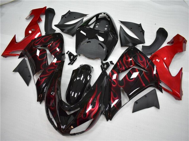 2006-2007 Red Flame Kawasaki ZX10R Motorcycle Fairings Kit UK Factory 2006-2007 Red Flame Kawasaki ZX10R Motorcycle Fairings Kit UK Factory
