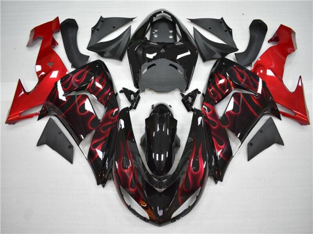2006-2007 Red Flame Kawasaki ZX10R Motorcycle Fairings Kit UK Factory 2006-2007 Red Flame Kawasaki ZX10R Motorcycle Fairings Kit UK Factory