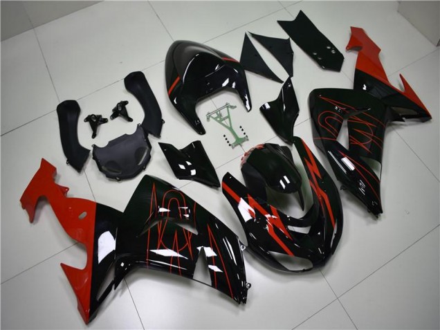 2006-2007 Black Red Kawasaki ZX10R Motorcycle Fairings UK Factory 2006-2007 Black Red Kawasaki ZX10R Motorcycle Fairings UK Factory