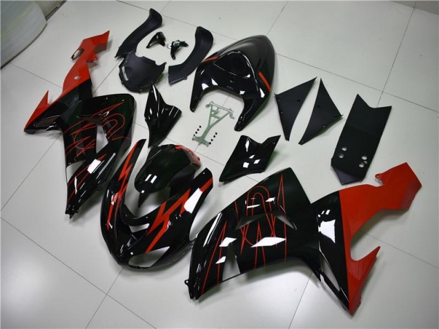 2006-2007 Black Red Kawasaki ZX10R Motorcycle Fairings UK Factory 2006-2007 Black Red Kawasaki ZX10R Motorcycle Fairings UK Factory