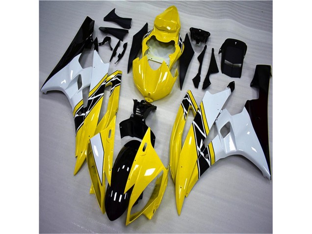 2006-2007 Yellow White Black Yamaha YZF R6 Motorbike Fairing Kits UK Factory 2006-2007 Yellow White Black Yamaha YZF R6 Motorbike Fairing Kits UK Factory
