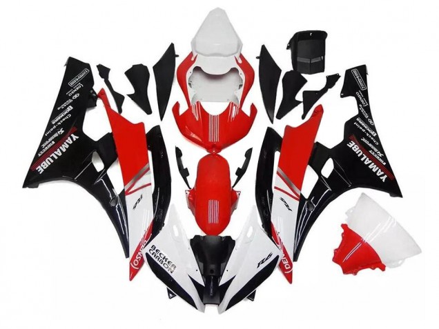 2006-2007 White Red Black Yamaha YZF R6 Replacement Fairings UK Factory 2006-2007 White Red Black Yamaha YZF R6 Replacement Fairings UK Factory