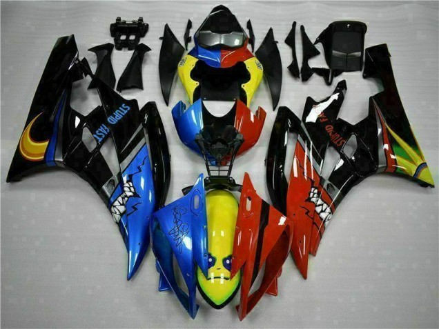 2006-2007 Yellow Blue Red Yamaha YZF R6 Motorcycle Fairings Kit UK Factory 2006-2007 Yellow Blue Red Yamaha YZF R6 Motorcycle Fairings Kit UK Factory