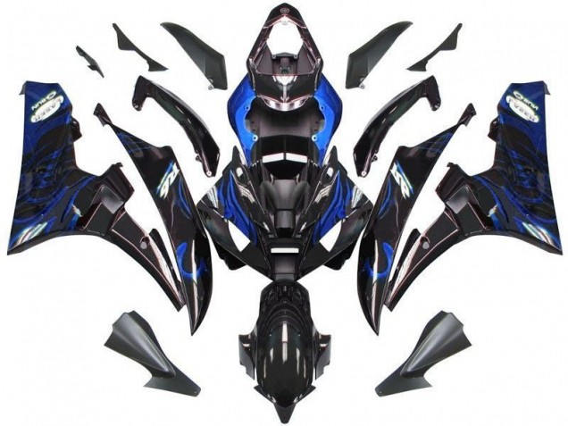 2006-2007 Black Blue Flame Yamaha YZF R6 Motor Bike Fairings UK Factory 2006-2007 Black Blue Flame Yamaha YZF R6 Motor Bike Fairings UK Factory