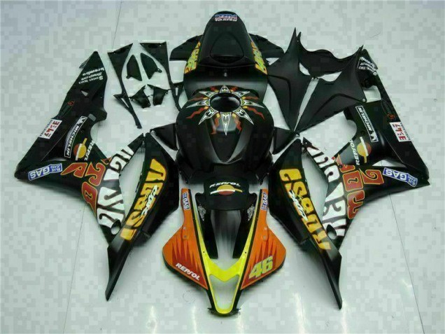 2007-2008 Black Yellow Repsol 46 Honda CBR600RR Motorcycle Bodywork UK Factory 2007-2008 Black Yellow Repsol 46 Honda CBR600RR Motorcycle Bodywork UK Factory