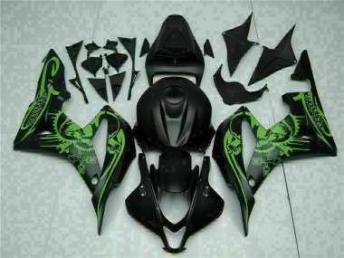 2007-2008 Black Green Honda CBR600RR Motorcycle Fairing Kits UK Factory