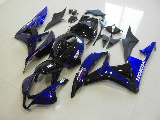 2007-2008 Black Blue Flame Honda CBR600RR Motorbike Fairings UK Factory 2007-2008 Black Blue Flame Honda CBR600RR Motorbike Fairings UK Factory