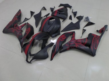 2007-2008 Matte Black Red Skull with Stripe Honda CBR600RR Motorcycle Fairing UK Factory