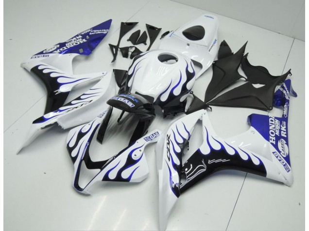 2007-2008 White Blue Flame Honda CBR600RR Bike Fairings UK Factory 2007-2008 White Blue Flame Honda CBR600RR Bike Fairings UK Factory