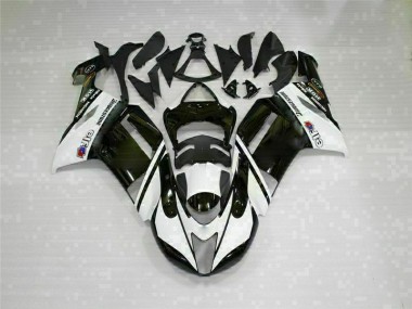 2007-2008 Black White Kawasaki ZX6R Bike Fairings UK Factory
