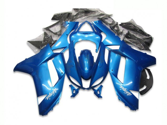 2007-2008 Blue Kawasaki ZX6R Bike Fairing Kit UK Factory