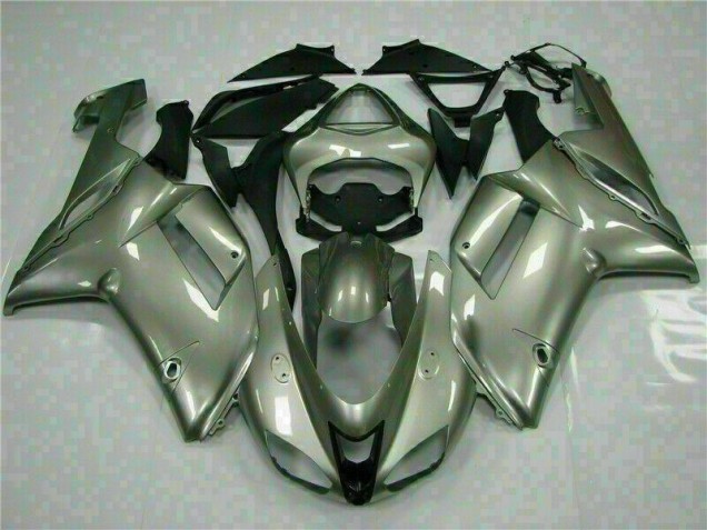 2007-2008 Silver Kawasaki ZX6R Motorcycle Fairings Kits UK Factory