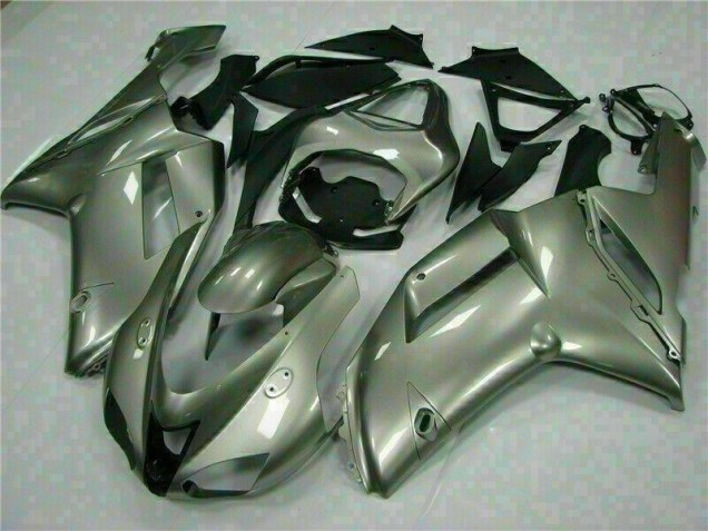 2007-2008 Silver Kawasaki ZX6R Motorcycle Fairings Kits UK Factory