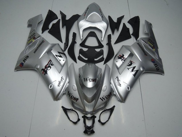2007-2008 Silver West Kawasaki ZX6R Replacement Fairings UK Factory