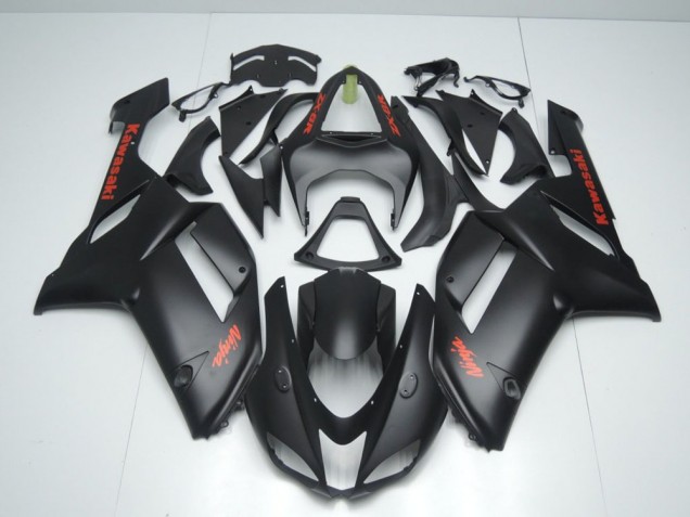 2007-2008 Matte Black with Red Sticker Kawasaki ZX6R Motorbike Fairing UK Factory