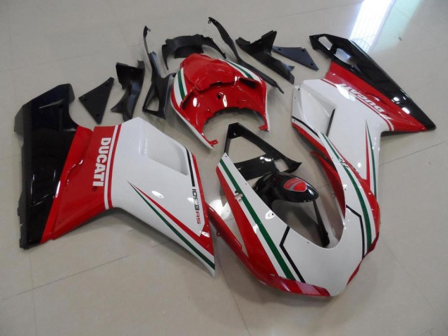 2007-2014 Red White Ducati 848 1098 1198 Motorcycle Fairings Kit UK Factory 2007-2014 Red White Ducati 848 1098 1198 Motorcycle Fairings Kit UK Factory